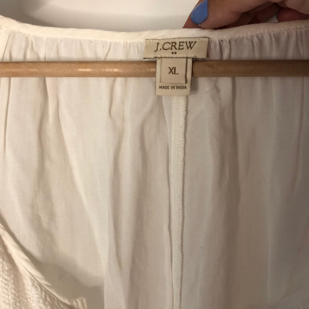 J Crew white peasant top with embroidery